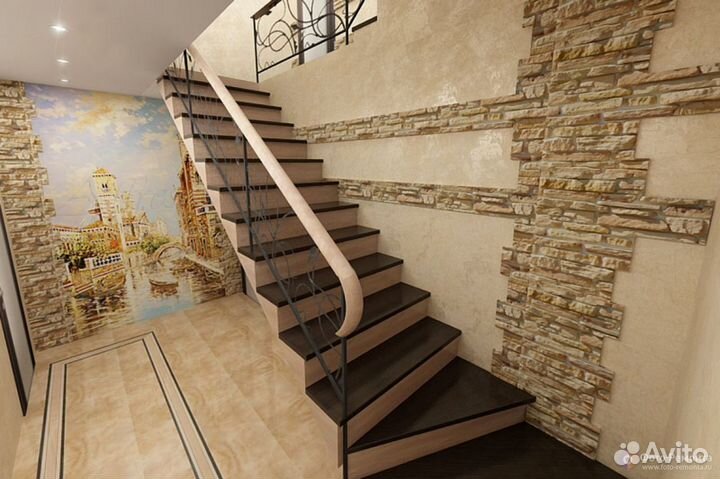 Лестница из искусственного камня Акрил и Кварц