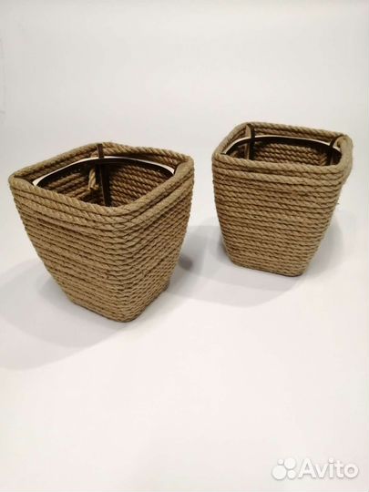 Декоративное кашпо из джута для fejka IKEA