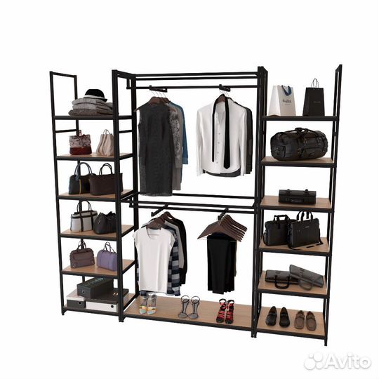 Стеллаж Лофт для одежды кд-22-20.20.05 комбинирова