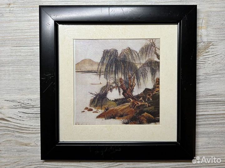 Набор японских картинок в рамке со стеклом 3 шт