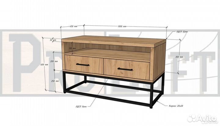 Тумба под тв лофт