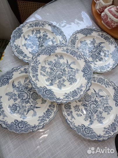 Винтажные столовые тарелки Bristol crown ducal
