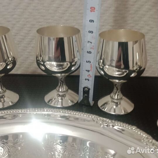 Рюмки с подносом, набор 6шт