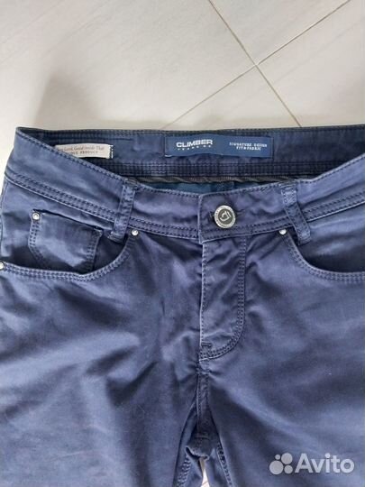 Брюки хлопковые синие на мальчика 44-46 р