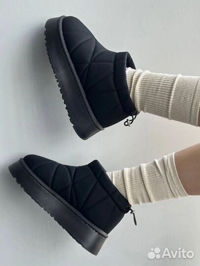 Угги женские дутики луноходы с мехом зима