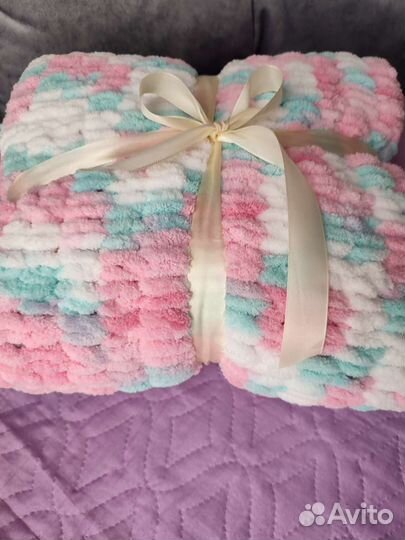 Плюшевый плед ручной работы