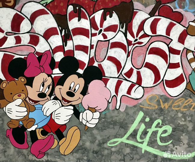 Sweet Life большая картина граффити поп арт, акрил