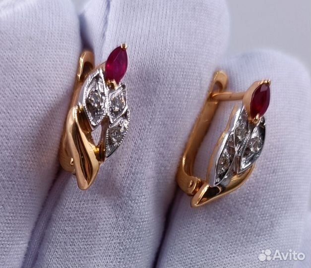 Золотые Серьги 585 пробы с бриллиантами. Рассрочка