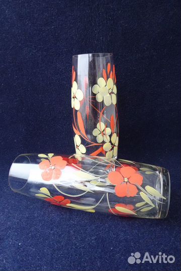 Ваза. Стекло. Ручная роспись. СССР. 50-60 г