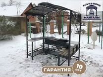 Беседка-мангал с жаровней 120см лавкой и столом