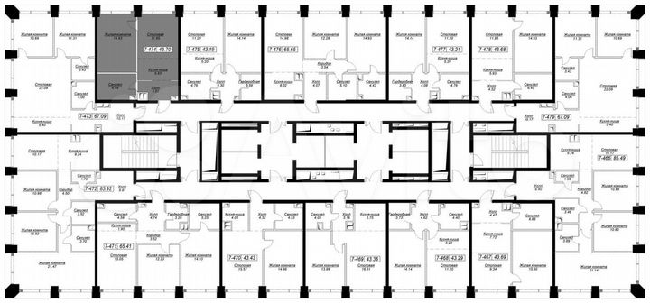 1-к. квартира, 43,7 м², 36/55 эт.