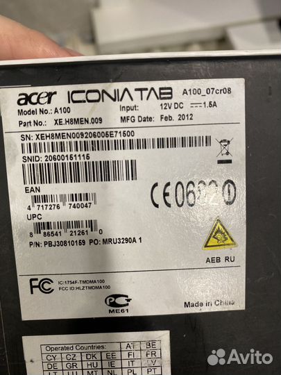Планшет Acer iconia tab 100