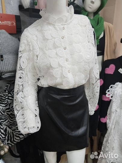 Блузка женская нарядная белая пудровая