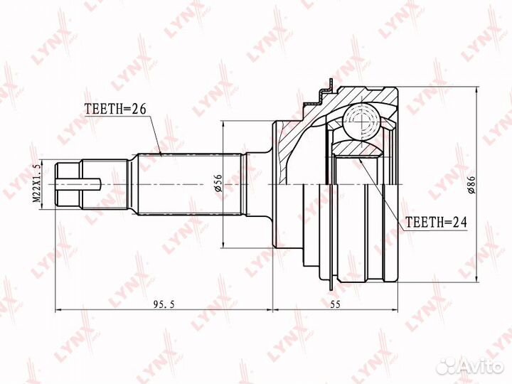 ШРУС наружный перед прав/лев lynxauto CO-7508