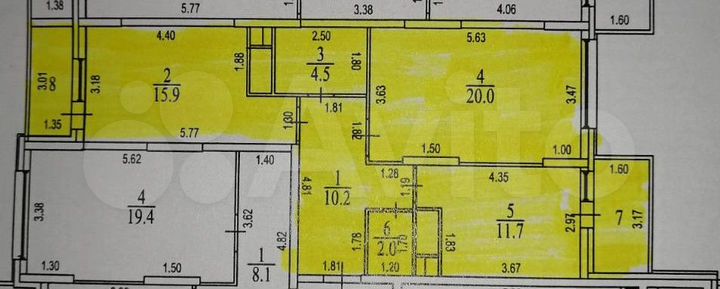 2-к. квартира, 64,3 м², 9/25 эт.