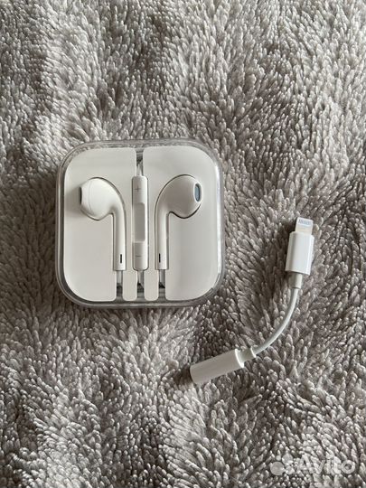 Наушники apple earpods lightning + переходник