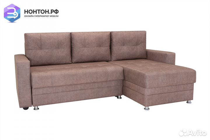 Диван угловой тик-так Гамбург коричневый