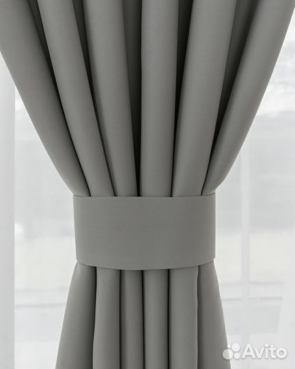 Шторы блэкаут марсель серая гавань готовые