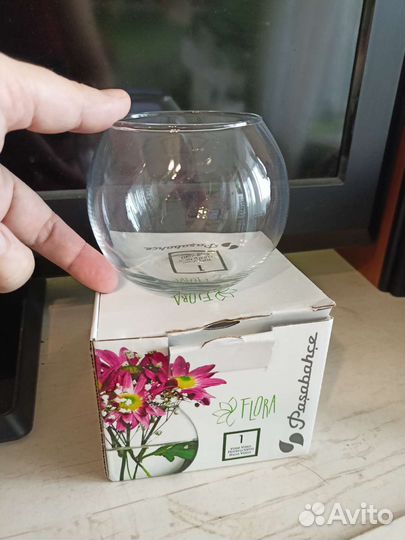 Мини ваза для цветов стекло новая