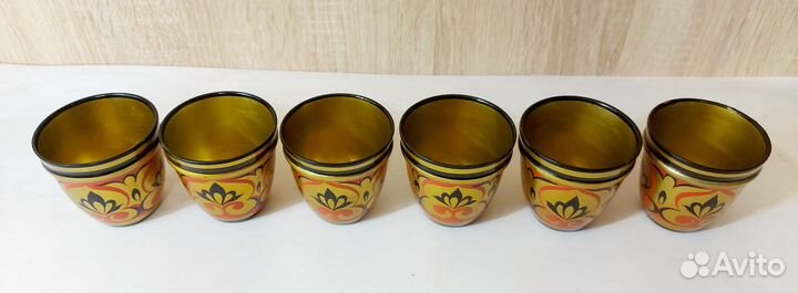 Стаканы из дерева расписные набор 6 шт