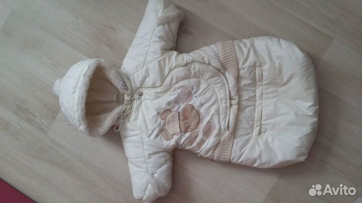 Белый зимний конверт- куртка на выписку