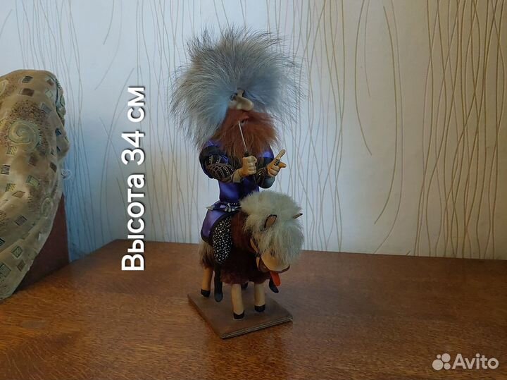 Сувенирная интерьерная кукла джигит на осле 34 см