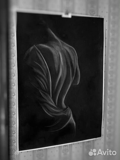Картина в интерьер А1 бумага уголь на заказ