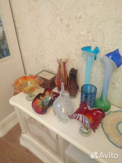 Вазы цветное стекло хрусталь винтаж