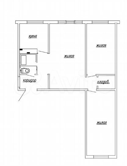 3-к. квартира, 56,4 м², 1/2 эт.