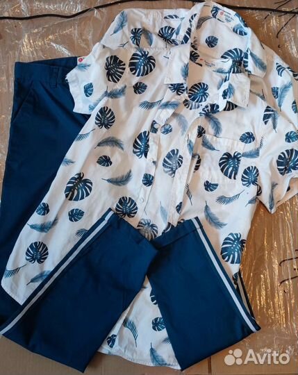 Костюм рубашка брюки мальчику 152 Button Blue