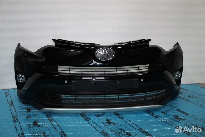 Передний бампер Рав 4 4 поколение черный в сборе