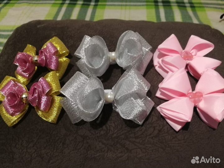 Резинка для волос из лент, заколки