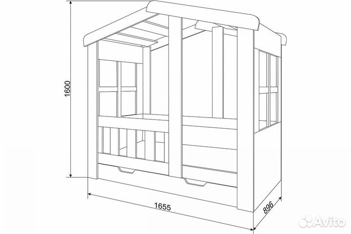 Кровать домик без ящика одноярусная 