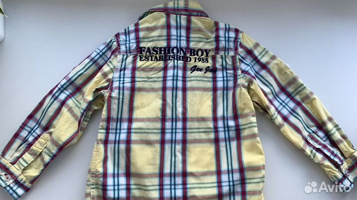 Рубашка для мальчика 104 желтая