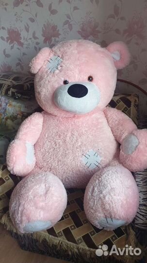 Плюшевый медведь большой розовый