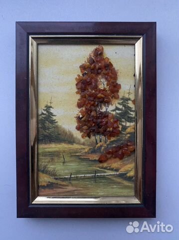 Картина 14см * 10см пейзаж из природных камней