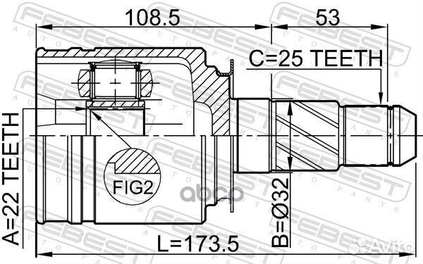 Шрус внутренний перед прав 0211FX35RH Febest