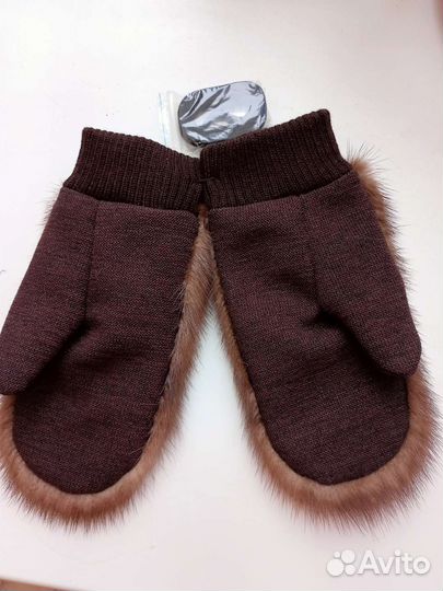 Новые меховые варежки детские возраст 7-10 лет