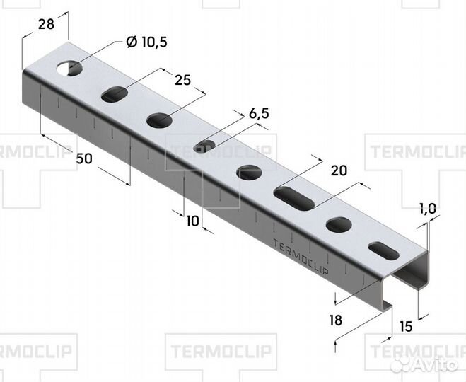 Профиль монтажный 28 х 18 x 1,0 termoclip 09101101