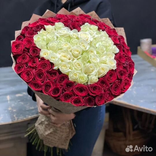 Букет сердце из 101 розы