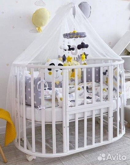 Кроватка 9 в 1 трансформер с маятником