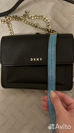 Сумка кожаная dkny черная через плечо