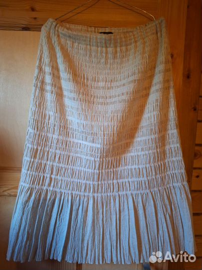 Юбка льняная на широкой резинке р58-62