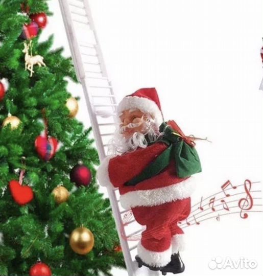 Дед мороз на лестнице музыкальная игрушка