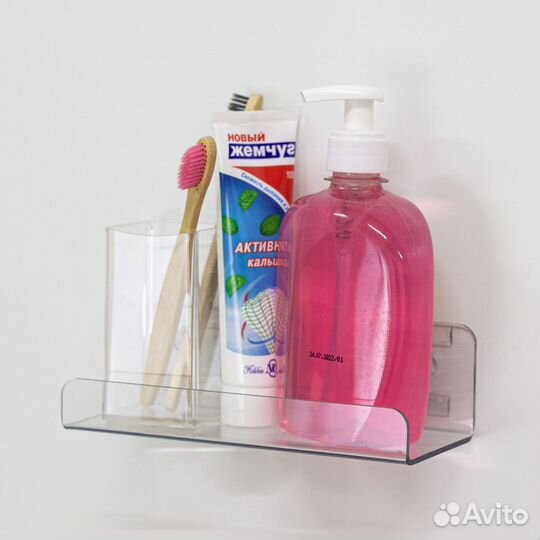 Полка для ванной настенная 198х60х86 мм прозрачная