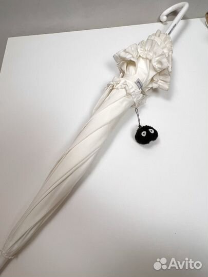 Зонт трость белый с оборками