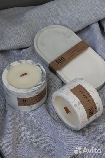 Подарочный набор свеча + гипсовый декор