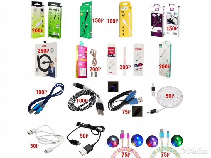 Кабели Мicro-USB / USB Type-C / iPhone / 1А - 6А