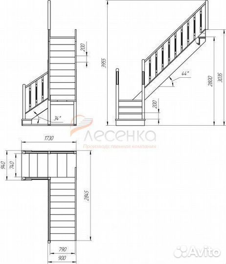 Деревянная чердачная лестница чл-15 600х1200