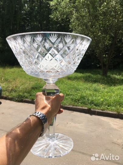 Хрустальная ваза на ножке для фруктов винтаж